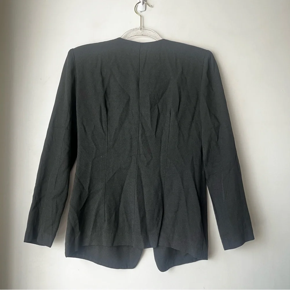 Vintage 90s Petite Sophisticate Black & White Wrap Blazer Top 6P - Picture 3 of 3